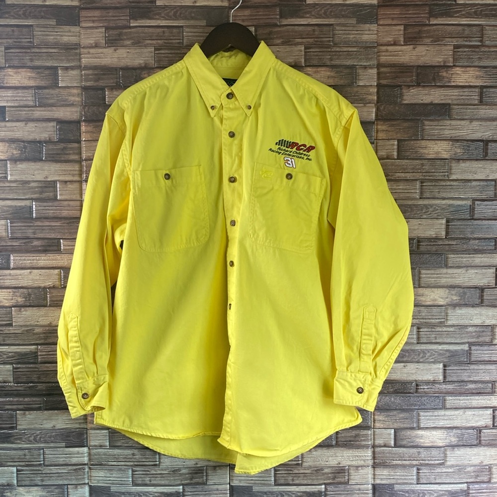 Mens Large PreOwned Yellow Chase Authentics Richard Childress Racing Button Down